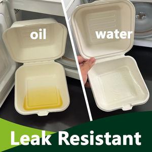 Heavy Duty Waterproof Eco-Friendly Biodegradable Clamshell Takeout Containers Compostable Bagasse Food <b>Boxes</b> Lids Disposable - Product Image 5