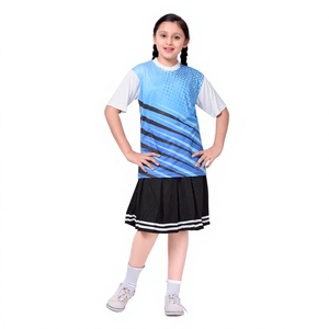 Diseño personalizado Ropa deportiva Vestido estándar para niñas en la escuela Uniforme deportivo Impreso Diseñador Camiseta Falda plateada - Product Image 6