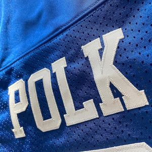Camiseta de Fútbol Americano Polk High 33 Bundy Azul y Blanca Personalizada para Hombre, Tipo de Tela 100% Poliéster - Product Image 5