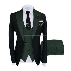 Men Suits 3 Pieces Tailored Best Man Groom Wedding Tuxedo Slim Fit Jacquard Two-color Blazer Jacket Vest Pants Tuxedo Clothing - Product Image 2