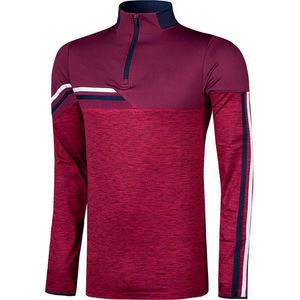 Veste de performance pour homme, gris, à blocs de couleur, avec fermeture éclair quart de tour, manches longues, col montant, en polyester anti-humidité, pour le sport d'automne - Product Image 3