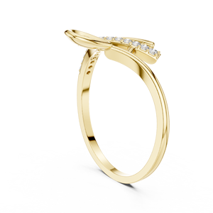 A Stylized <b>Spoon</b> Minimalist 14k Solid Yellow Gold <b>Ring</b> With Round Cut Lab Grown Diamonds Classic Wedding Band Gift for Her - Product Image 2