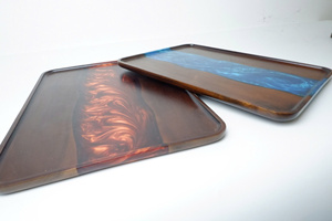 Wooden Serving Tray With Resin Inlay Rectangular Modern Handmade Tableware Storage Holder - Product Image 2