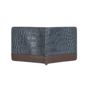 Men's Crocodile Embossed <b>Wallet</b> <b>RFID</b> <b>Blocking</b> Brown Trim Fold Closure Short Daily Use Minimalist Style <b>Wallets</b> - Product Image 4