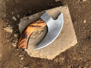 Hache à pizza de style Viking, lame en acier inoxydable faite à la main, coupe-légumes multi-lames, manche en bois de rose, hache de qualité industrielle DIY OEM - Product Image 2