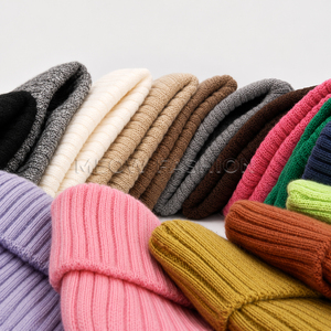 Bonnets unisexes en tricot côtelé à revers, chapeaux d'hiver couleur unie, bonnets vierges pour broderie, logo personnalisé, vente en gros, lot de couvre-chefs chauds - Product Image 2
