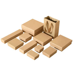 Boîte d'emballage pour bijoux en carton brun personnalisée pour bagues, colliers et pendentifs - Product Image 1