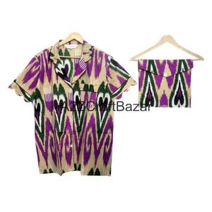 Ensemble de pyjama en coton 100% pur, élégant, romantique, classique, vintage, imprimé à la main, pour l'hiver, l'été, les vacances, avec short kangourou - Product Image 4