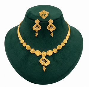Naykk Creations Sautoir Collier Plaque, Juego de Joyería de 3 Piezas Chapado en Oro de 24K Hecho a Mano, Regalo para Boda, Compromiso, Aniversario o Fiesta - Product Image 1