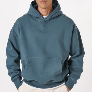Sweat-shirts à capuche pour hommes, coupe droite, grammage lourd, épaules tombantes, impression en relief personnalisée sur le devant, style décontracté hiver - Product Image 4