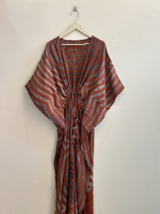 Indian Vintage Sari Silk <b>Kaftan</b> Dress For Women Luxury Night Gown <b>Maxi</b> Dress - Product Image 5