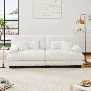 Divano Cloud a 2 Posti in Ciniglia per Soggiorno, Include 2 Cuscini Lombari e 2 Cuscini Decorativi - Product Image 1