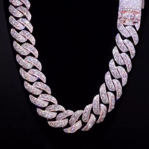 28mm Round Brilliant Cut Lab Grown Diamond Miami Cuban <b>Chain</b> 925 Silver Rose Gold Plated Iced Necklace 170ctw VVS1 Heavy Custom - Product Image 1