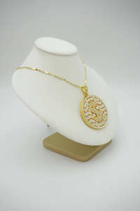 Collares de Moda con Colgante Redondo Chapado en Oro Estilo Hip Hop Punk con Diamantes Incrustados y Símbolo de Dinero Funky - Product Image 4