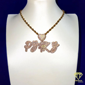 Personalized <b>Name</b> Pendant With Heart Design Moissanite Diamond Hip Hop <b>Chain</b> Fashion Jewelry Gift - Product Image 4