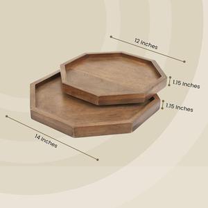 Juego de 2 bandejas de madera de mango hechas a mano, ecológicas, modernas y de lujo, para servir y decorar, para almacenamiento en la cocina y el baño - Product Image 6