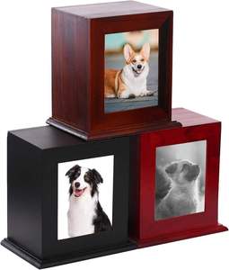 Urne funéraire en bois pour animaux de compagnie avec cadre photo, urne commémorative marron pour chien et chat, pour l'affichage des cendres - Product Image 2