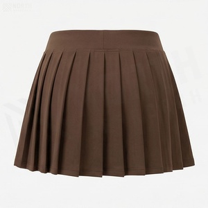 Women's Solid Color Pleated A-Line Mini <b>Skirt</b> <b>Elastic</b> Waist Breathable Sporty Style All Seasons Wear - Product Image 2
