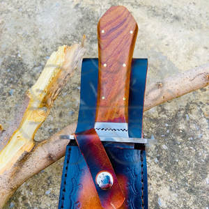 Cuchillo de Caza de Acero D2 Hecho a Mano Personalizado al por Mayor con Funda de Cuero OEM, Cuchillos de Supervivencia para Bushcraft y Camping - Product Image 5