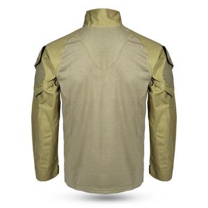 Chemise tactique kaki pour homme, veste d'entraînement à manches longues avec fermeture éclair 1/4, respirante, tissée, uniforme tactique d'extérieur - Product Image 4