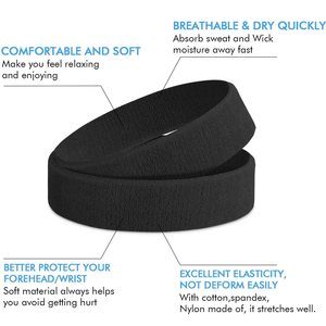 Terry Cloth Sports Sweatband Cotton <b>Headband</b> Wide Grip Absorbent Hair Band for Running Gym Yoga Tennis - Product Image 4