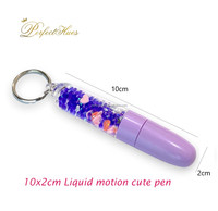 Stylo bille 0,5 mm avec perles décoratives scintillantes et flotteurs 3D liquides, porte-clés, fournitures scolaires, encre noire/bleue