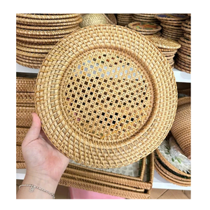 Handmade <b>Green</b> Bamboo Flower Shape Placemat Bohemian Style <b>Mats</b> & Pads for <b>Table</b> Decoration - Product Image 2