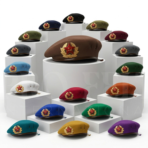 Custom Hand Embroidered Wool Beret Cap Classic Flat Top <b>Hat</b> Adjustable Outdoor Fashion Headwear Premium Quality Uniform Caps - Product Image 1
