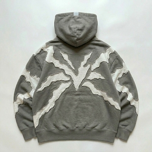 Sweat à capuche streetwear d'hiver personnalisé pour homme, effet vieilli, avec logo appliqué sur la poitrine, OEM ODM, coupe oversize - Product Image 3