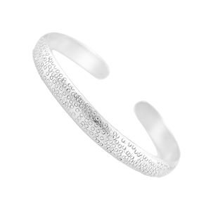 <b>Silver</b> Mountain Minimalist Vintage Textured Dot Open <b>Cuff</b> Sterling <b>Silver</b> <b>Bracelet</b> Matte Finish Smooth Rounded Inner Edges for - Product Image 3
