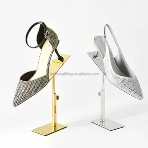 Paslanmaz çelik standı altın yüksek topuklu ayakkabı rafları