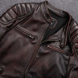 Chaqueta de Cuero Genuino para Hombre de Alta Calidad OEM Premium, Cierre Frontal con Cremallera, Logotipo Personalizado, Impermeable, Rellena de Plumón para Invierno - Product Image 3