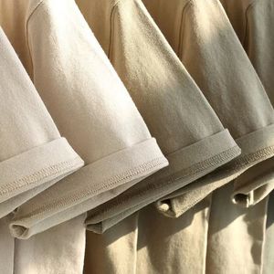 Haute qualité 100% coton coupe régulière hommes T-Shirt motif solide tricoté tissu personnalisé imprimé poids lourd - Product Image 2