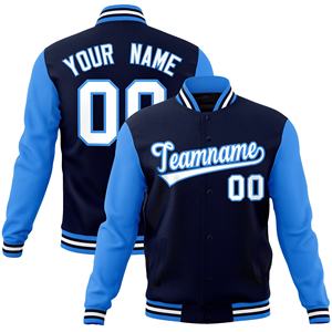 Chaqueta Bomber de béisbol de invierno para hombre, ropa deportiva Varsity Letterman con mangas de cuero, cuerpo de lana, tela vaquera, patrón tipo letra - Product Image 1