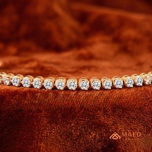 สร้อยข้อมือเทนนิสโมอิสซาไนต์สำหรับผู้หญิง สีโรสโกลด์ ดีไซน์โซ่เส้นเล็ก ประดับด้วยหินทรงกลม เครื่องประดับแฟชั่นสุดหรู ของขวัญสุดเก๋ - Product Image 4