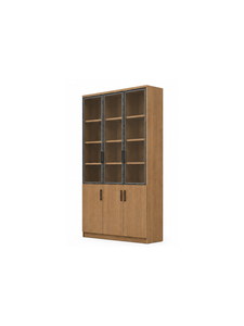 Librería Moderna de Madera con 6 Estantes y Puertas de Vidrio, Mueble de Almacenamiento Independiente para Oficina en Casa - Product Image 4