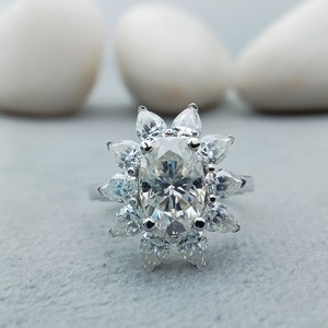 Customizable Unisex 925 Sterling Silver 14k/18k <b>Gold</b> Moissanite Engagement Wedding <b>Ring</b> Set Luxury <b>Cocktail</b> Trendy Solitaire - Product Image 2