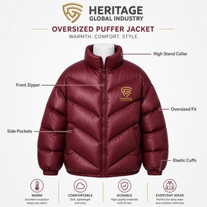 Veste matelassée surdimensionnée pour homme, épaisse et chaude, imperméable, confortable, coupe décontractée, idéale pour le streetwear d'hiver - Product Image 5