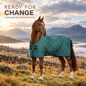 Manta para Caballo de Exterior Color Verde Azulado con Aislamiento de 50G |   Manta Impermeable y Transpirable de Ripstop 900D con Solapa Estándar para Cuello y Cola - Product Image 2