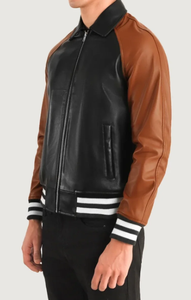 Chaqueta Bomber Varsity Negra y Marrón SBEA IMPEX para Hombre, Invierno, Logotipo Personalizado, Transpirable, Fabricante OEM al por Mayor - Product Image 3