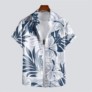 Chemise hawaïenne décontractée à manches courtes pour homme, style vintage, motif floral, en polyester, grandes tailles - Product Image 1