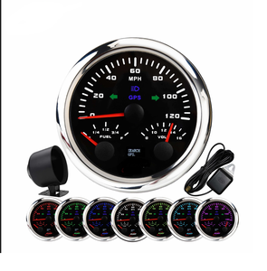 Velocímetro GPS multifunción eléctrico de 85 mm, 3 en 1, indicador de nivel de combustible/voltímetro, esfera negra/borde cromado - Product Image 1