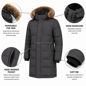 Manteau long matelassé oversize pour homme, veste d'hiver streetwear, épaisse et chaude, fournisseur de mode, service OEM - Product Image 6