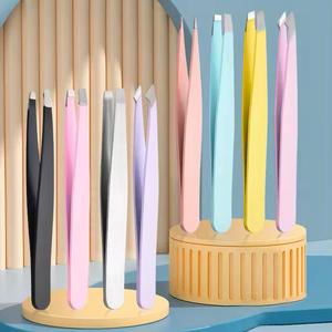 Custom Logo Durable Stainless Steel Eyebrow Tweezers Slanted Tip Beauty Makeup <b>Tool</b> with Customized Color Private Label Supplier - Product Image 2
