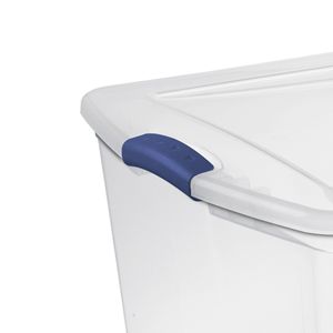 Lot de 2 bacs de rangement en plastique transparent de 105 litres avec loquet bleu et couvercle transparent - Product Image 5