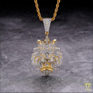 Designer Crown Animal Pendant with VVS Moissanite Diamonds and 925 Sterling <b>Silver</b> Hip Hop Jewelry - Product Image 1
