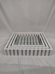 Plateau de service tactile carré en bois avec incrustations florales de luxe moderne, décoration d'intérieur - Product Image 5