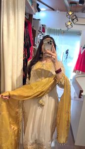 Wedding Occasions India Pakistan Style Traditional Party Wear Ronald Silk Embroidery Sequence Work <b>Top</b> Pant Lace Work Dupatta - Product Image 3