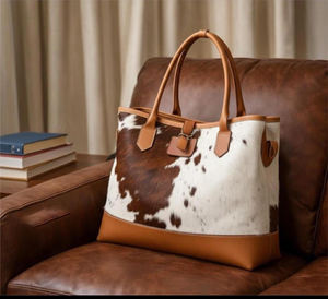 Sac fourre-tout en cuir véritable de qualité supérieure avec fermeture éclair, couleur unie, broderie, style vintage, sac à main pour femme LHTB-0035C - Product Image 3