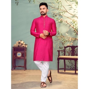 DESIGNER COTTON SEQUENCE WORK HOMME KURTA AVEC PAYJAMA RANI - Product Image 1